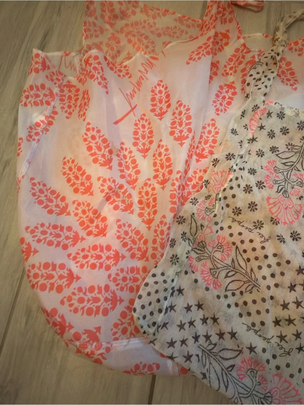 (2) Free People Tote Bag Lightweight Boho Floral stars movement